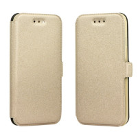 Кожен калъф тефтер стойка и клипс FLEXI Book Style за Samsung Galaxy S9 G960 златист